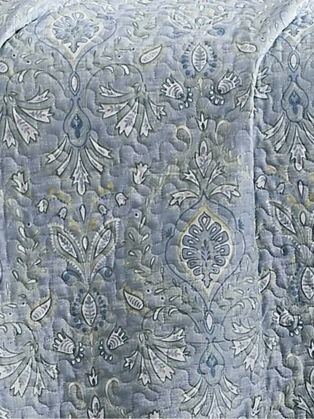 NEW West Elm Light Blue King Size Paisley Bedspread Quilt Sham Pillow Case Set